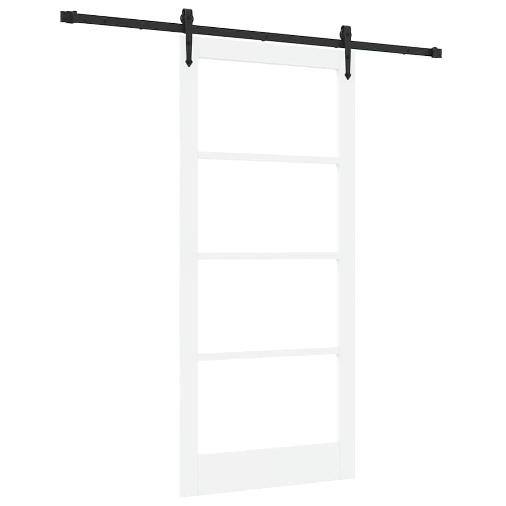 Skydedør Hvid og sort 93 x 202 cm Massivt fyrretræ og glas