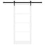 Skydedør Hvid og sort 93 x 211 cm Massivt fyrretræ og glas