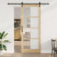 Skydedør Naturlig og sort 93 x 232 cm Massivt fyrretræ og glas