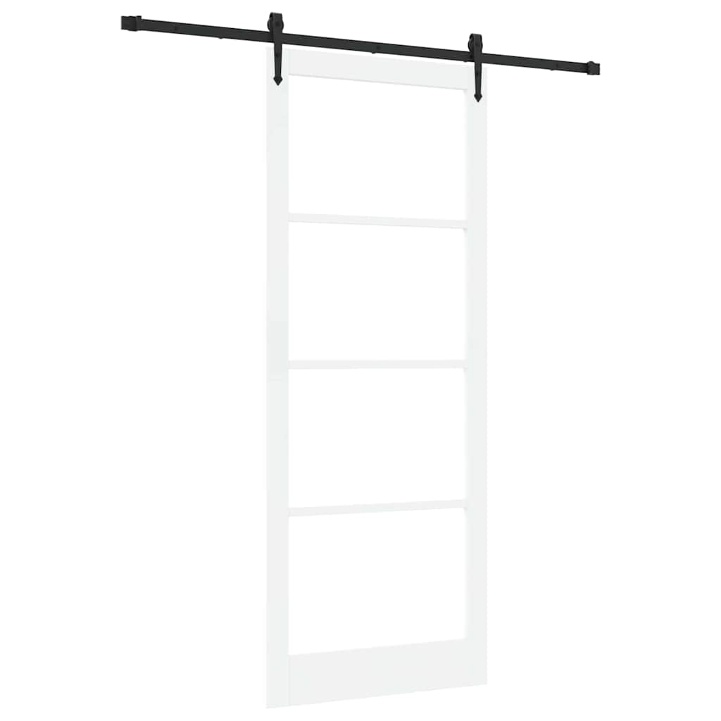 Skydedør Hvid og sort 93 x 232 cm Massivt fyrretræ og glas