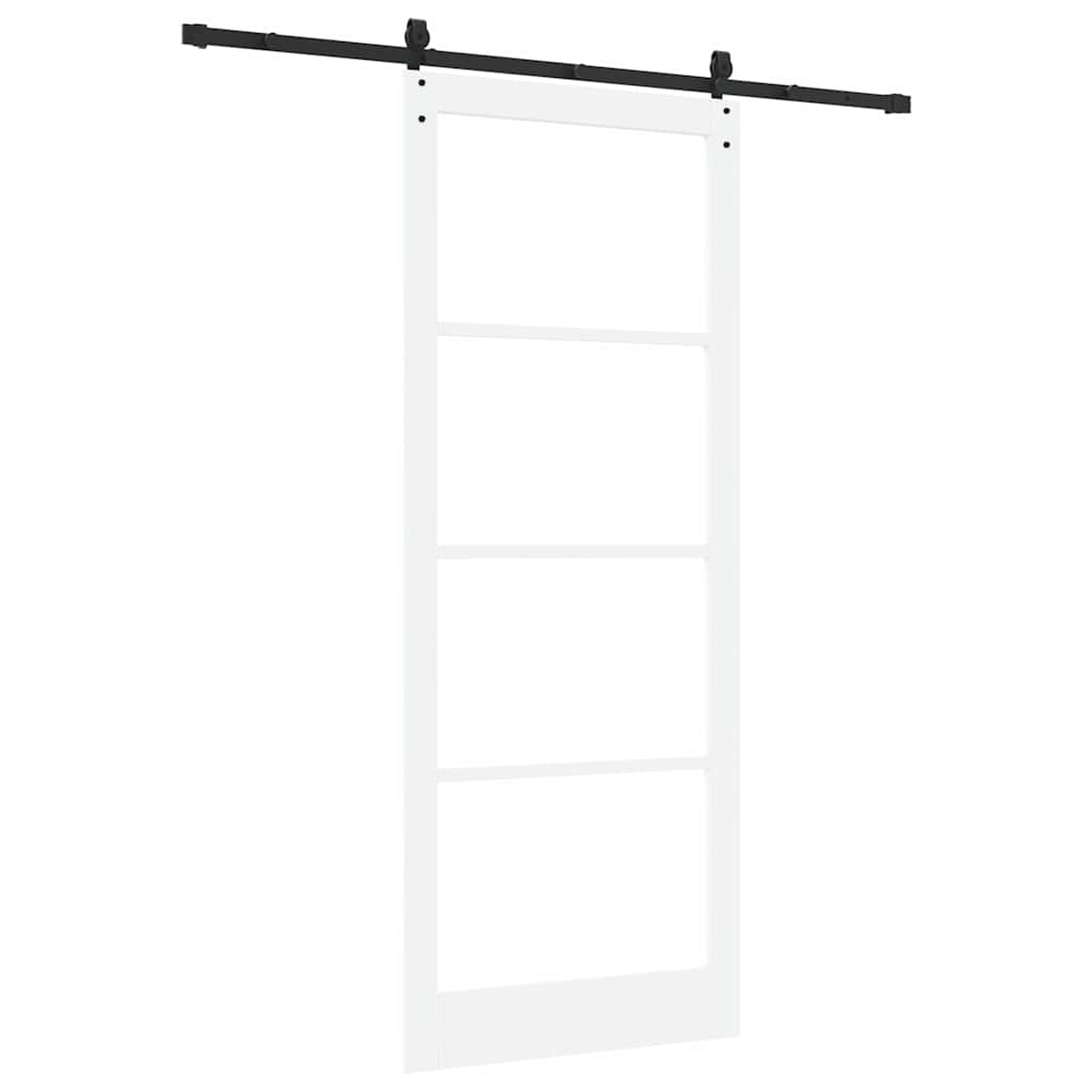 Skydedør Hvid og sort 93 x 232 cm Massivt fyrretræ og glas