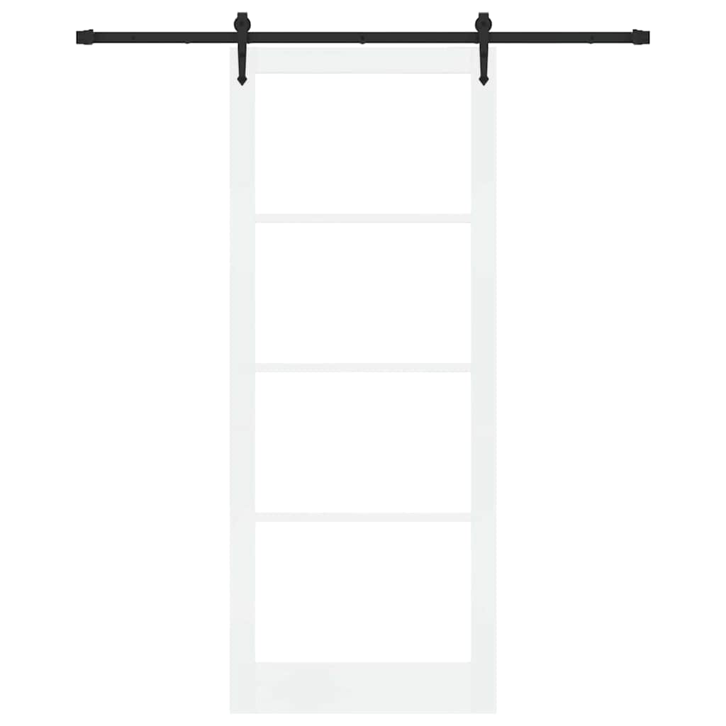 Skydedør Hvid og sort 93 x 232 cm Massivt fyrretræ og glas