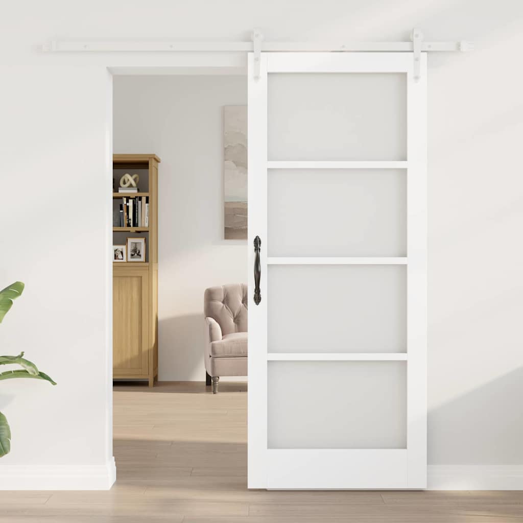 Skydedør Hvid 83 x 202 cm Massivt fyrretræ og glas