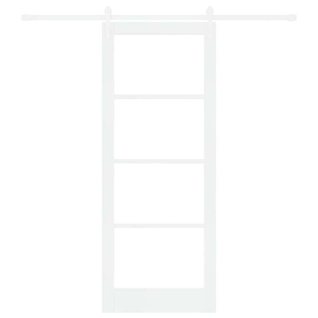 Skydedør Hvid 83 x 211 cm Massivt fyrretræ og glas