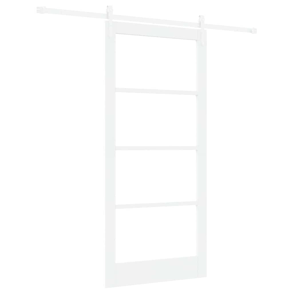 Skydedør Hvid 93 x 202 cm Massivt fyrretræ og glas