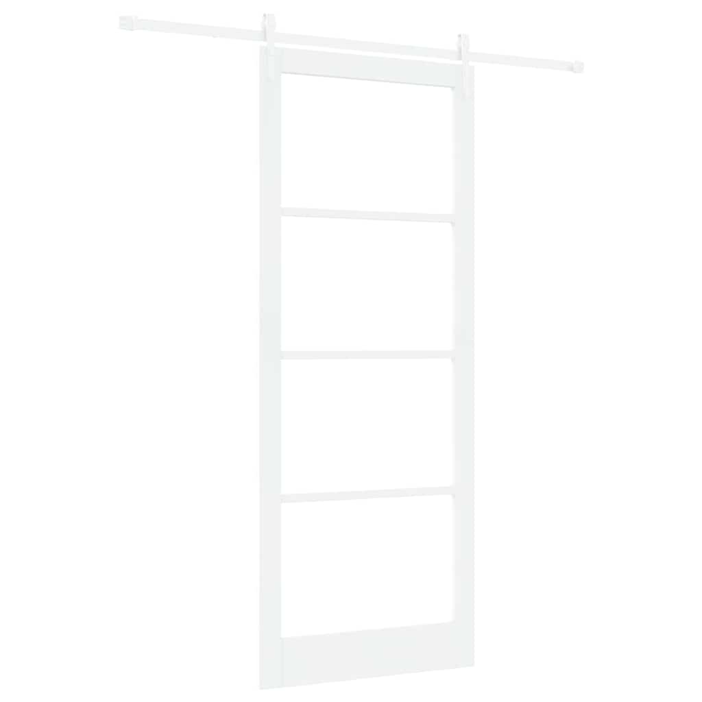Skydedør Hvid 93 x 232 cm Massivt fyrretræ og glas