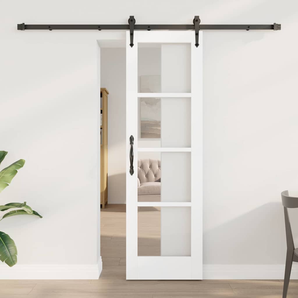 Skydedør ORKDAL Hvid 61 x 198,5 cm Massivt fyrretræ og glas