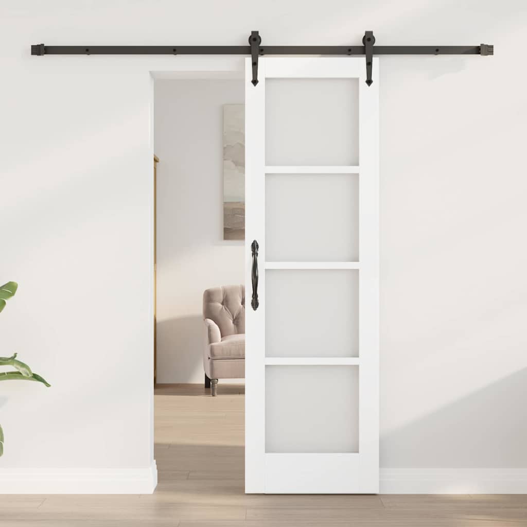 Skydedør ORKDAL Hvid 61 x 198,5 cm Massivt fyrretræ og glas