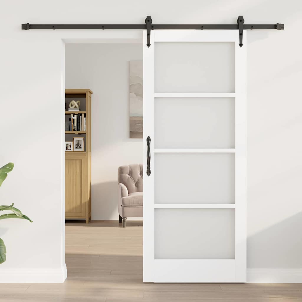 Skydedør ORKDAL Hvid 83 x 202 cm Massivt fyrretræ og glas