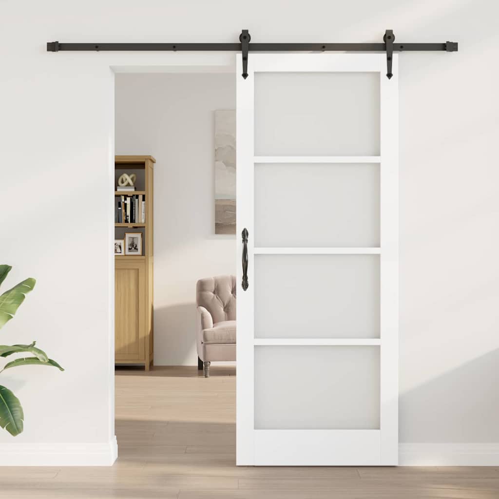Skydedør ORKDAL Hvid 83 x 211 cm Massivt fyrretræ og glas