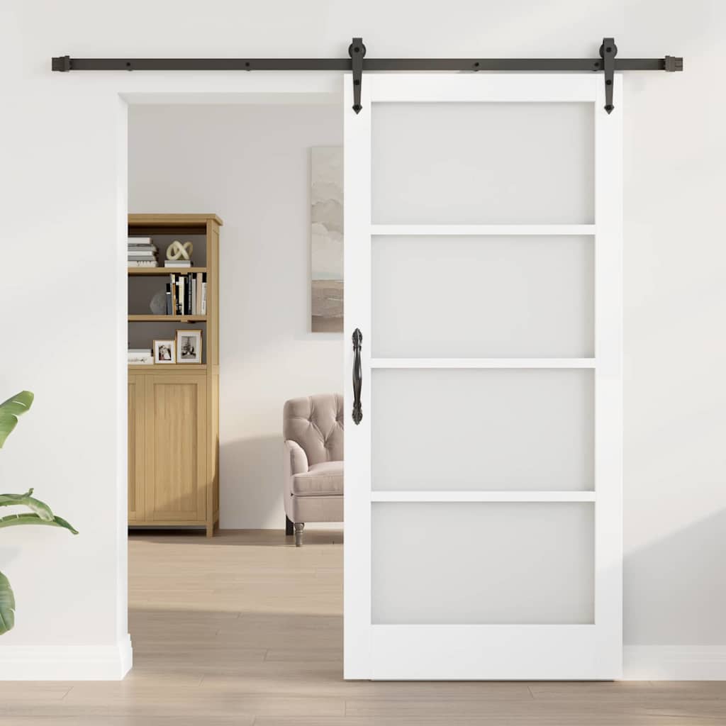 Skydedør ORKDAL Hvid 93 x 202 cm Massivt fyrretræ og glas