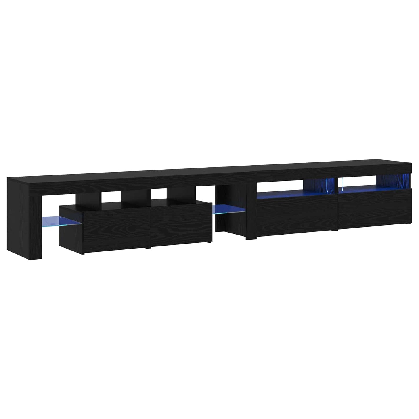 TV-skab med LED 3 pcs Sort eg 260 x 37 x 40 cm Konstrueret træ