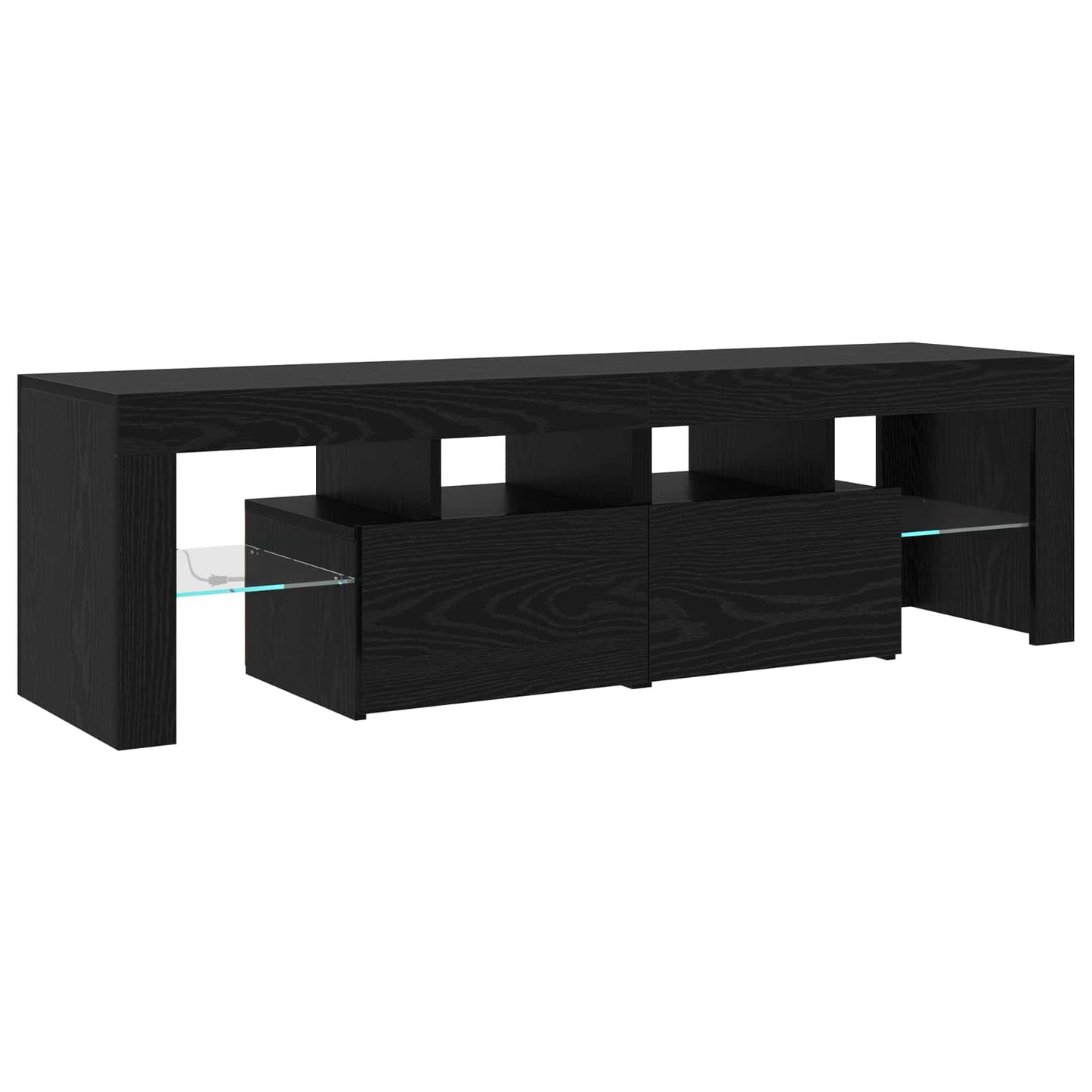 TV-skab med LED 3 pcs Sort eg 260 x 37 x 40 cm Konstrueret træ