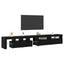 TV-skab med LED 3 pcs Sort eg 260 x 37 x 40 cm Konstrueret træ