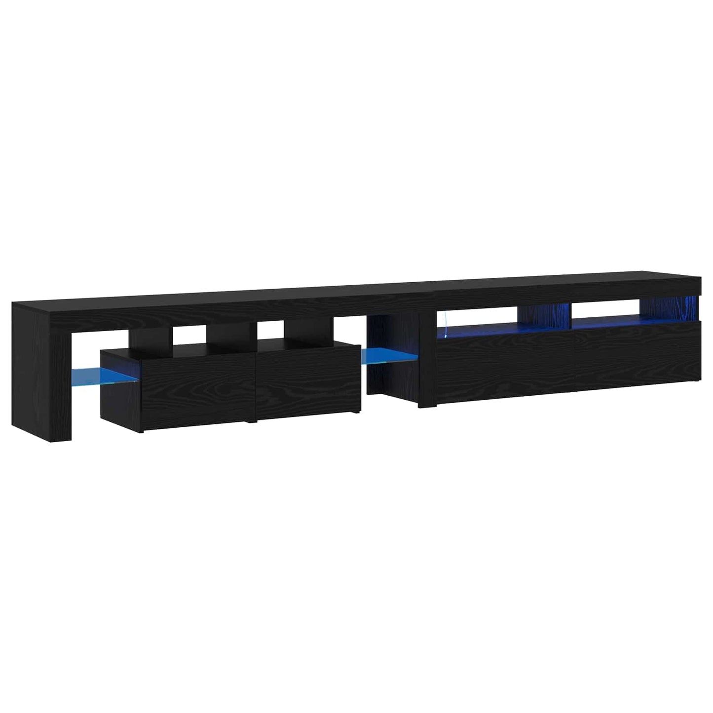TV-skab med LED 2 pcs Sort eg 260 x 37 x 40 cm Konstrueret træ