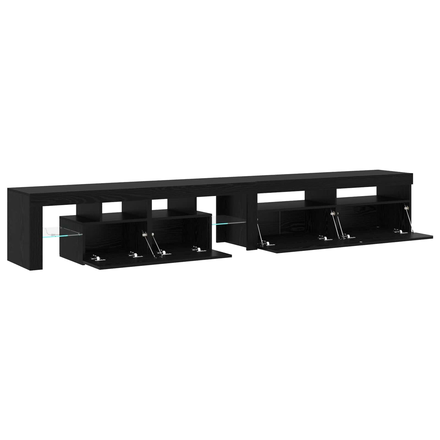 TV-skab med LED 2 pcs Sort eg 260 x 37 x 40 cm Konstrueret træ
