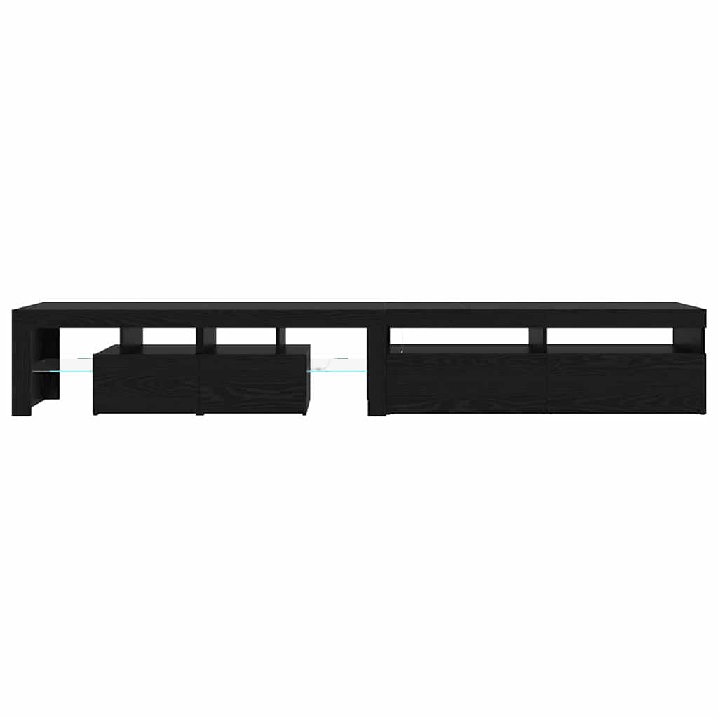 TV-skab med LED 2 pcs Sort eg 260 x 37 x 40 cm Konstrueret træ