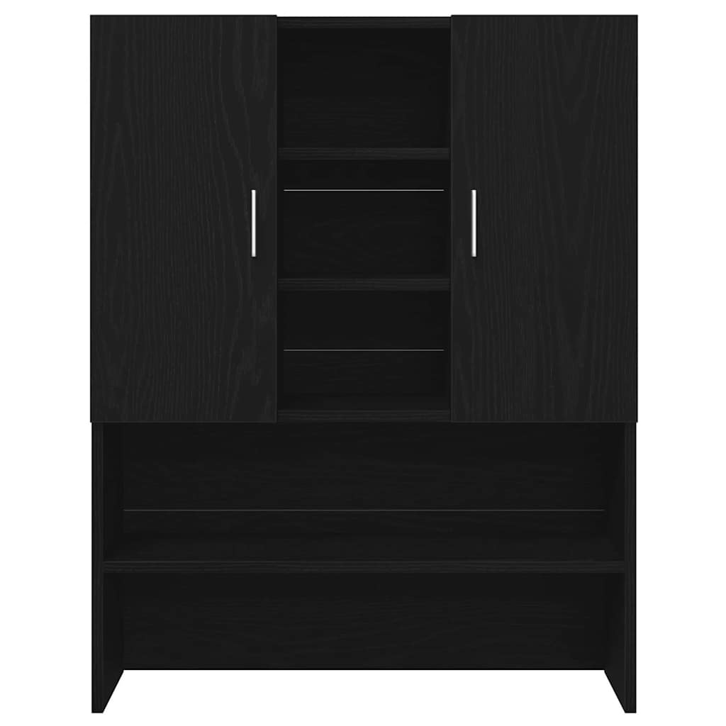 Vaskemaskineskab 2 pcs Sort eg 70,5 x 71,5 x 181,5 cm