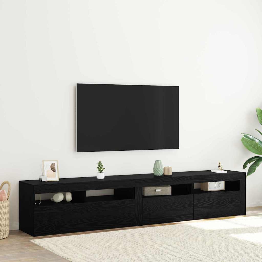 TV-skab 2 pcs Sort eg 210 x 35 x 40 cm Konstrueret træ