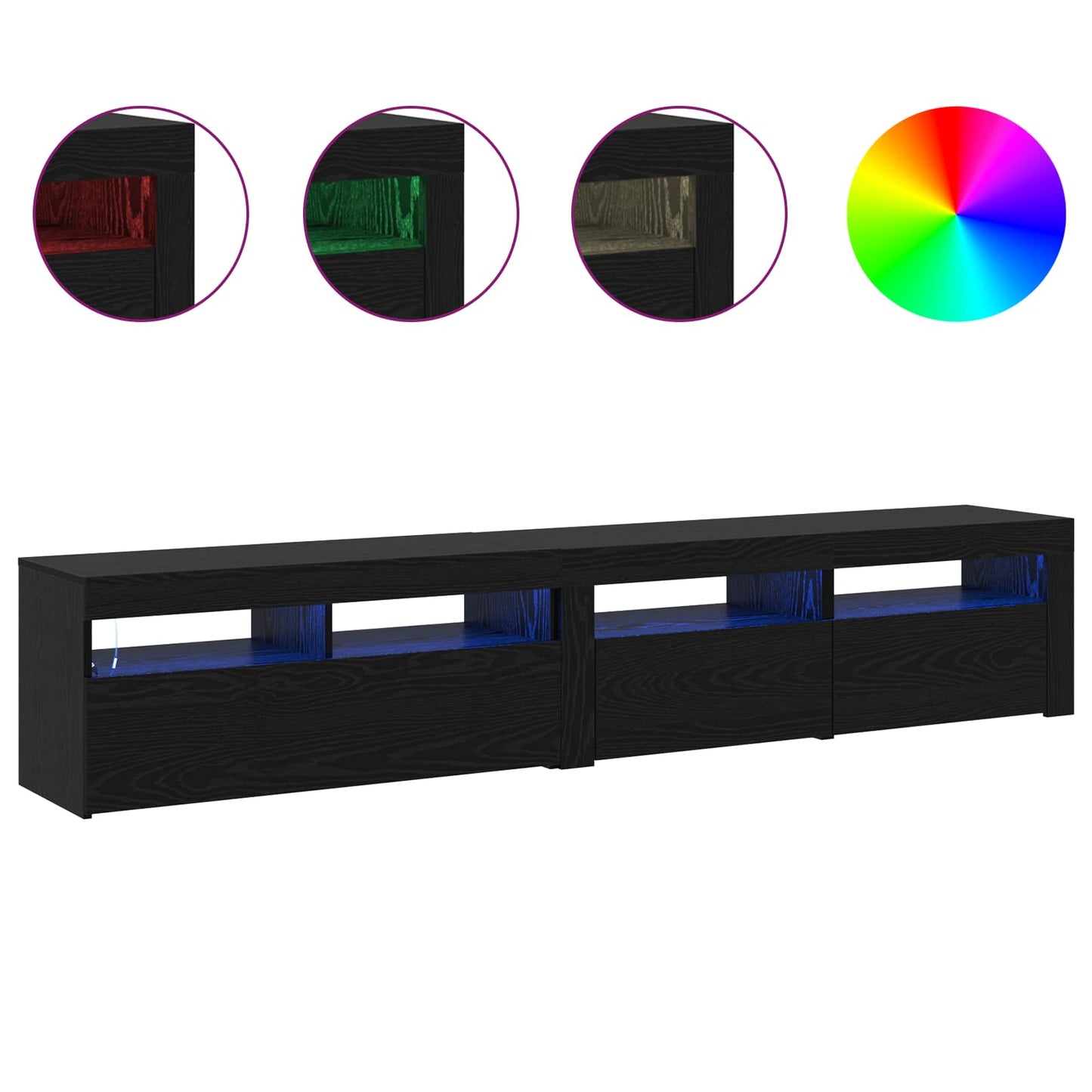 TV-skab 2 pcs Sort eg 210 x 35 x 40 cm Konstrueret træ
