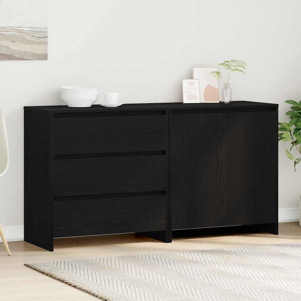 Sideboard 2 stk. Sort 70 x 41 x 75 cm Konstrueret træ