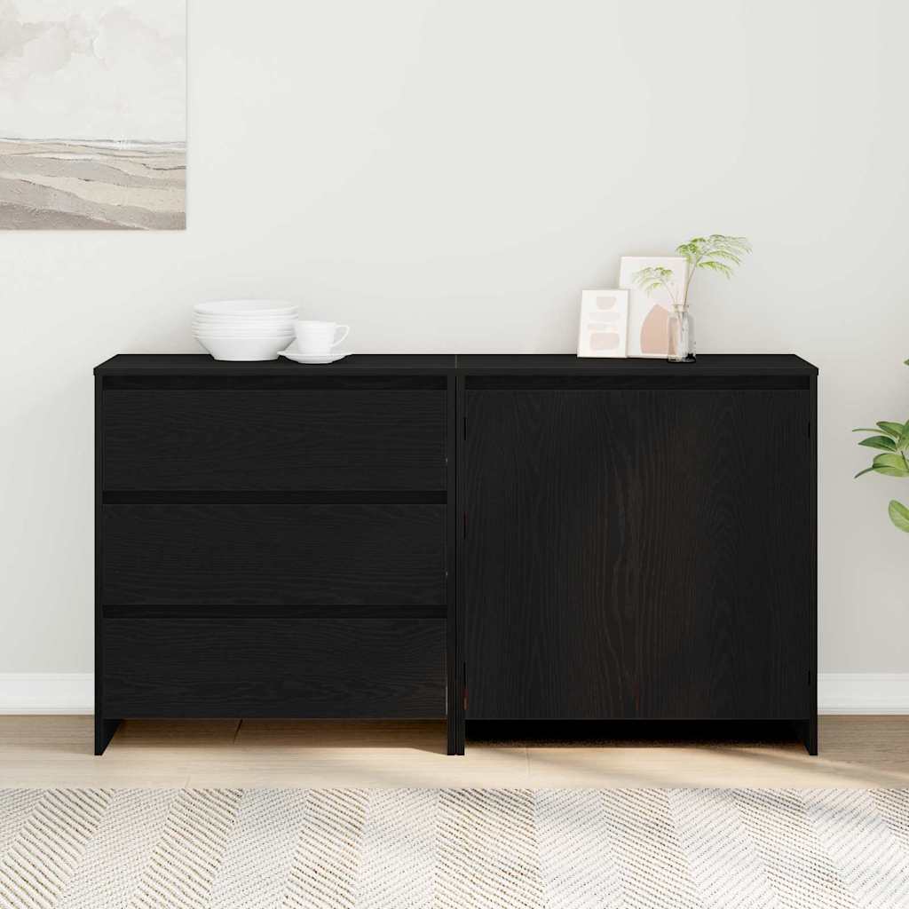 Sideboard 2 stk. Sort 70 x 41 x 75 cm Konstrueret træ