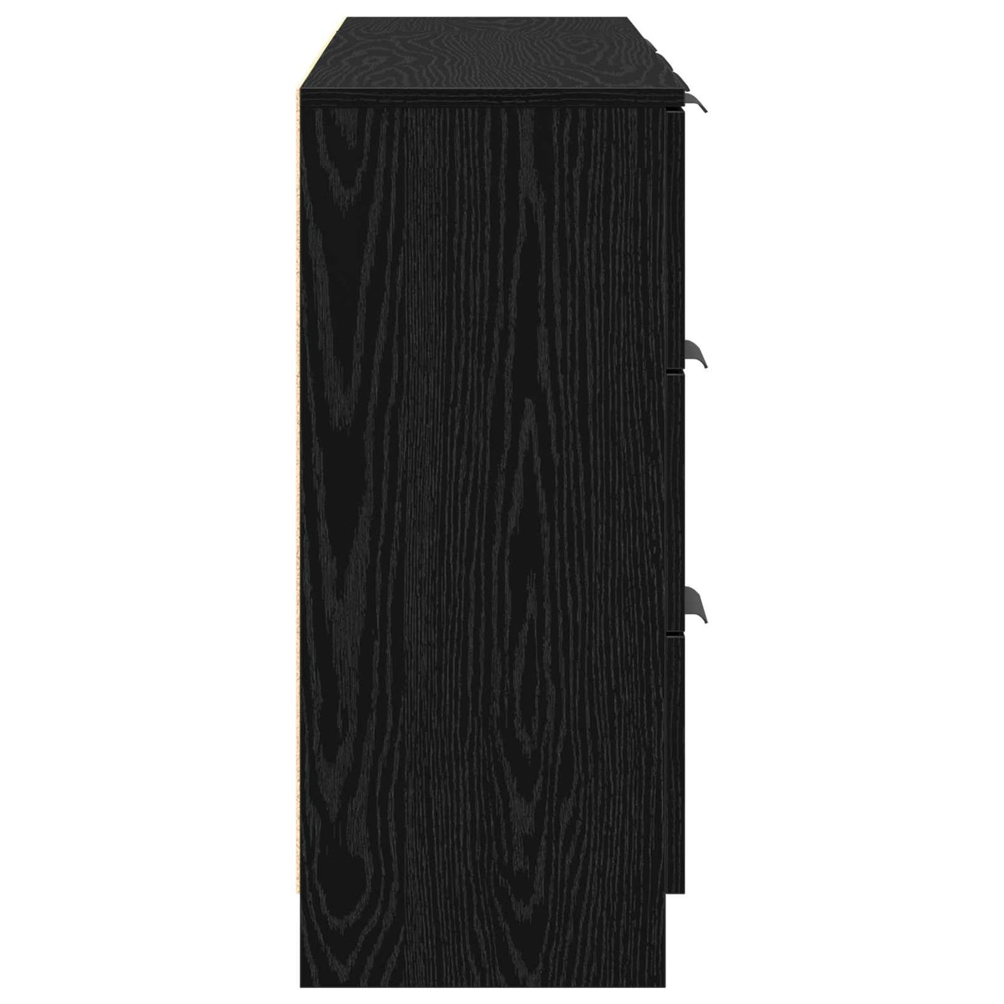 Sideboard med skuffe 3 pcs Sort eg Konstrueret træ