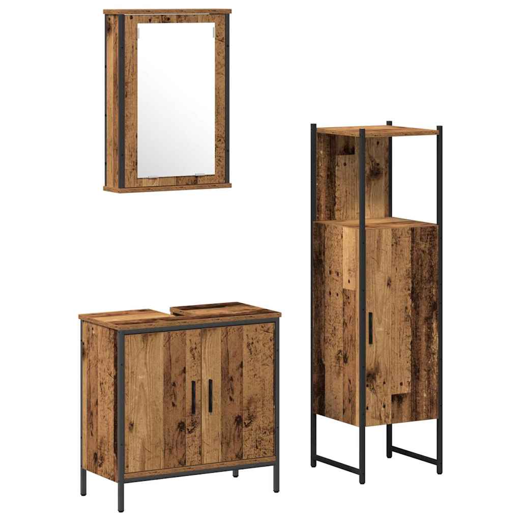 Badeværelsesmøbel sæt med dør 3 pcs Brun 33 x 33 x 120,5 cm