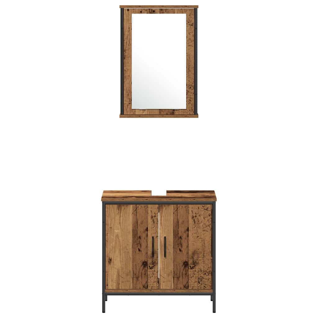 Badeværelsesmøbel sæt med dør 3 pcs Brun 33 x 33 x 120,5 cm