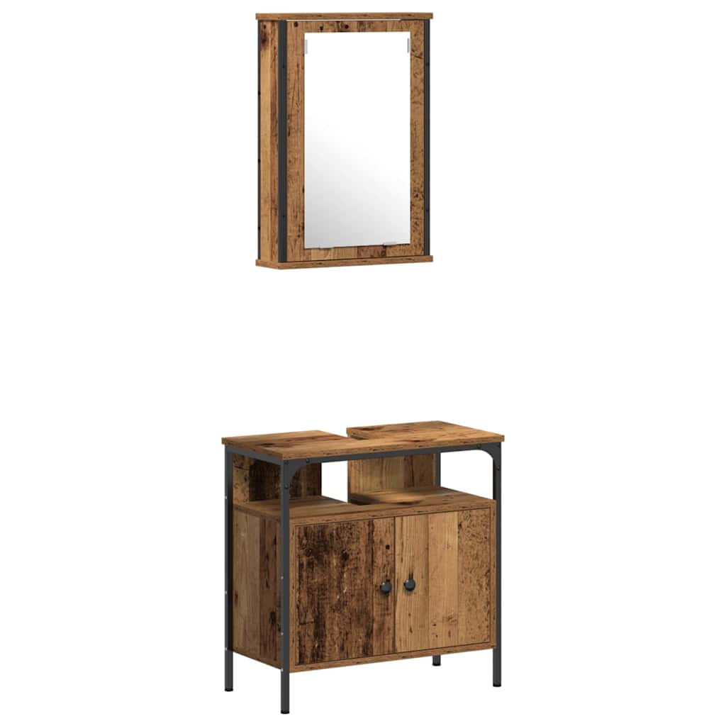 Badeværelsesmøbel sæt med dør 3 pcs Brun 33 x 33 x 120,5 cm