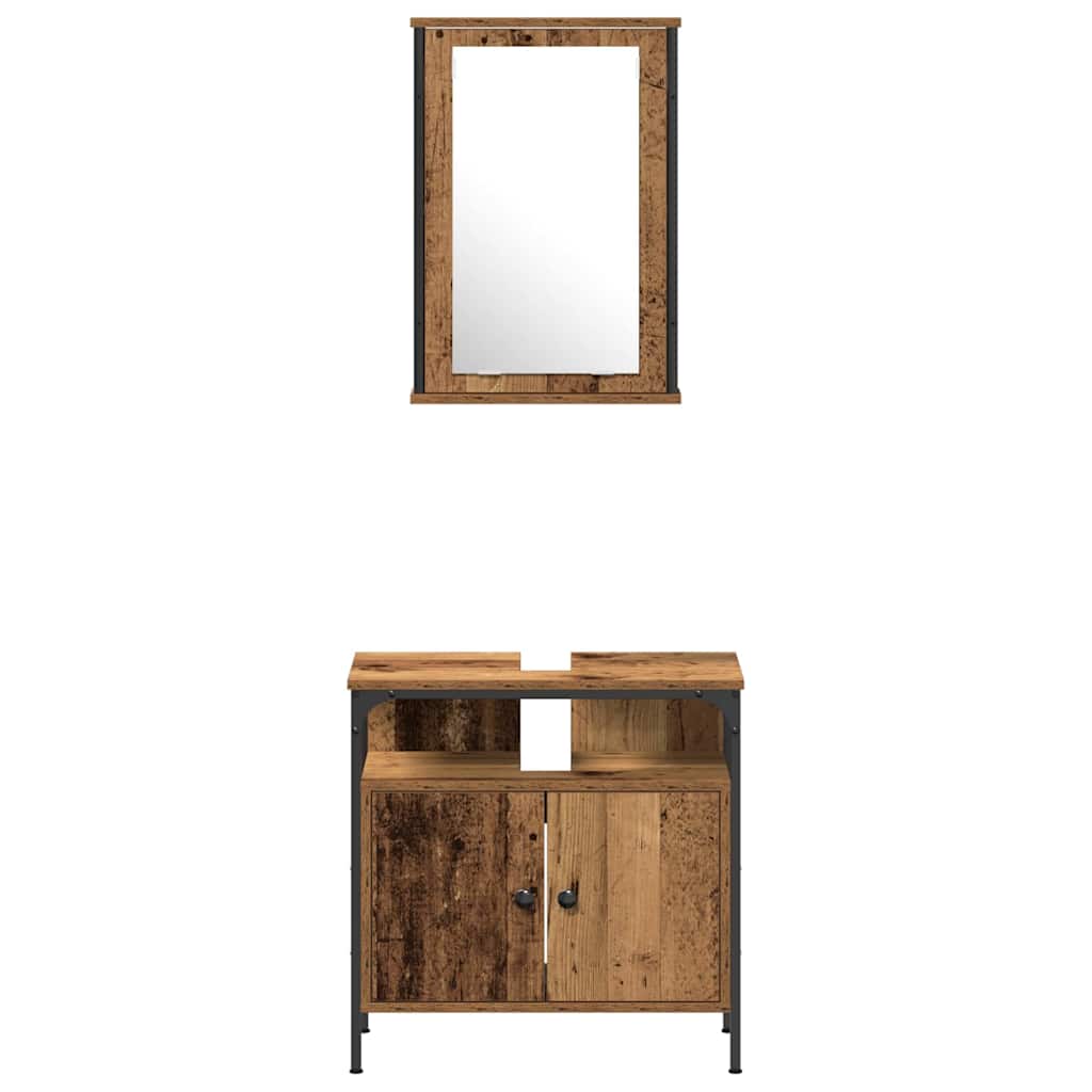Badeværelsesmøbel sæt med dør 3 pcs Brun 33 x 33 x 120,5 cm