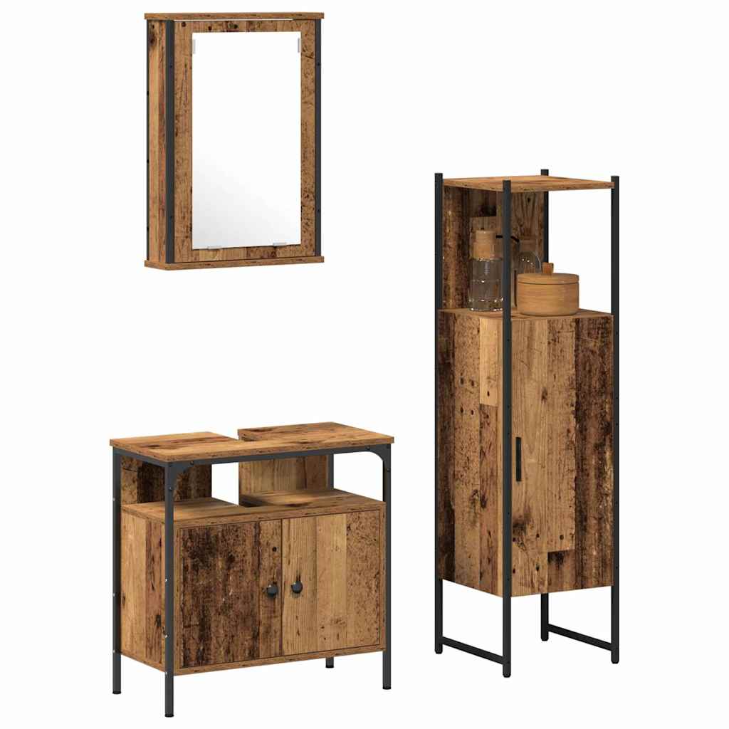 Badeværelsesmøbel sæt med dør 3 pcs Brun 33 x 33 x 120,5 cm