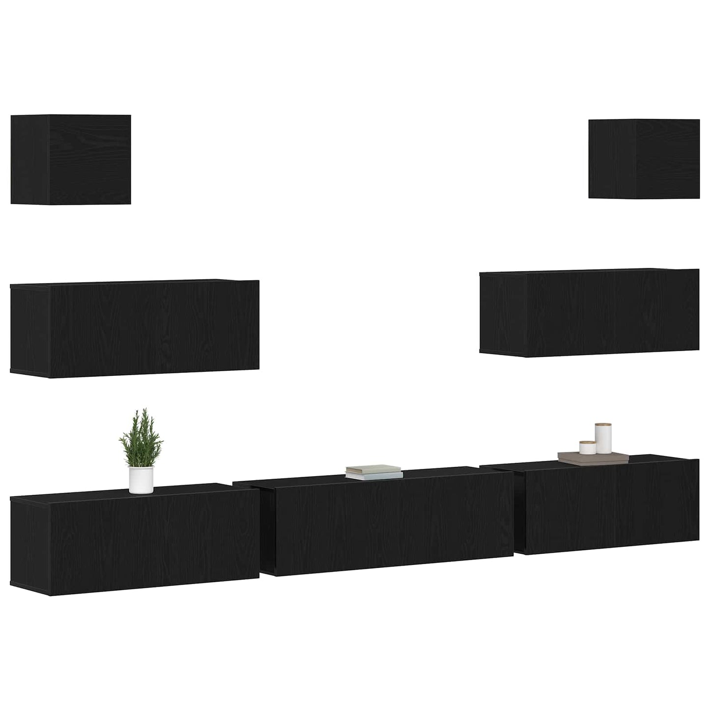 TV-møbelsæt 7 pcs Sort eg 100 x 30 x 30 cm Konstrueret træ