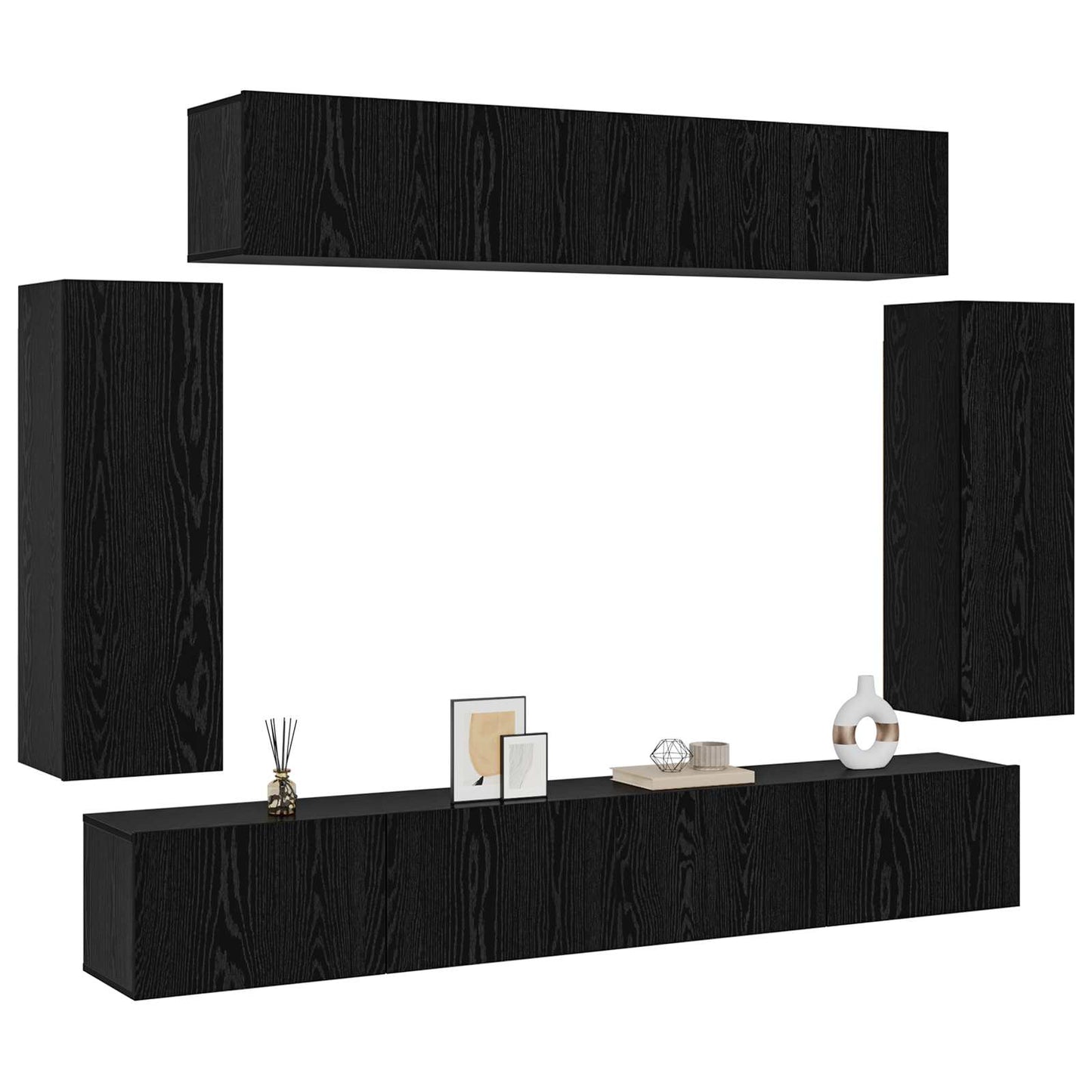 TV-møbelsæt 6 pcs Sort eg 100 x 30 x 30 cm Konstrueret træ