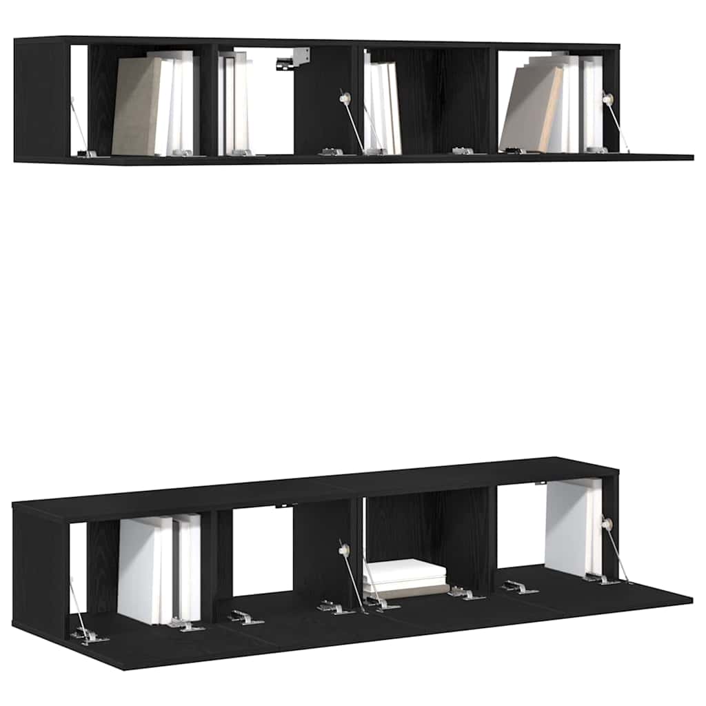 TV-møbelsæt 4 pcs Sort eg 80 x 30 x 30 cm Konstrueret træ