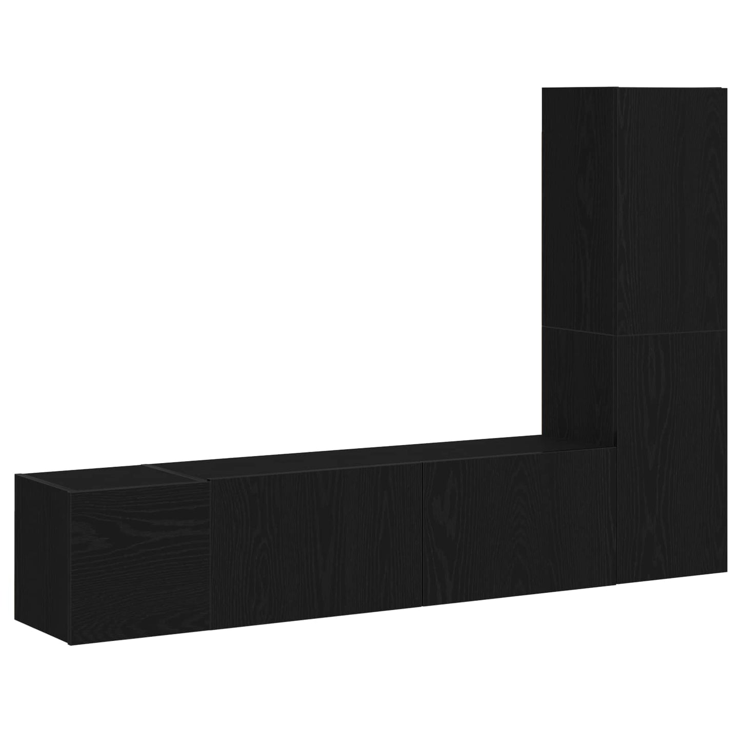 TV-møbelsæt 4 pcs Sort eg 130,5 x 30 x 140 cm Konstrueret træ