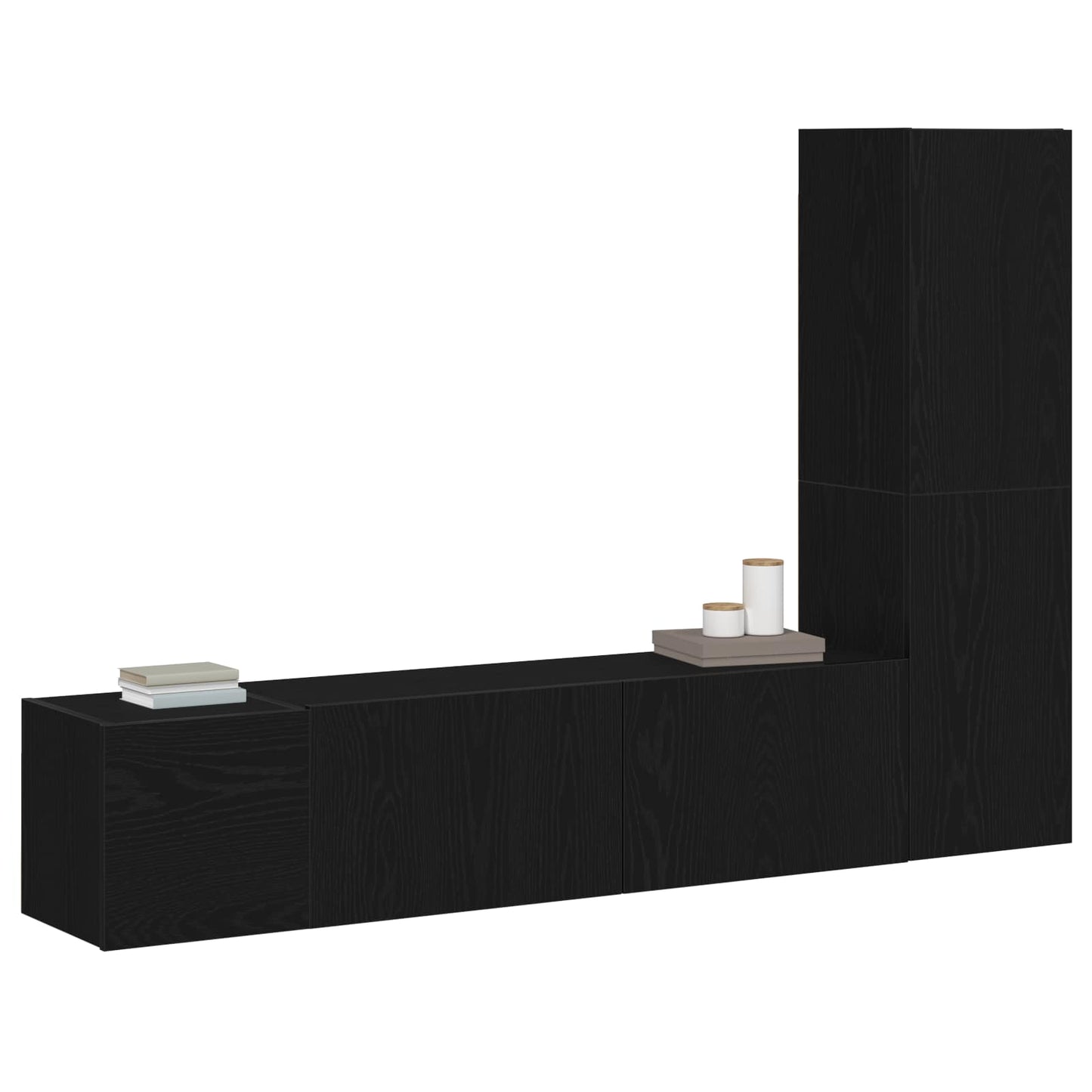 TV-møbelsæt 4 pcs Sort eg 130,5 x 30 x 140 cm Konstrueret træ