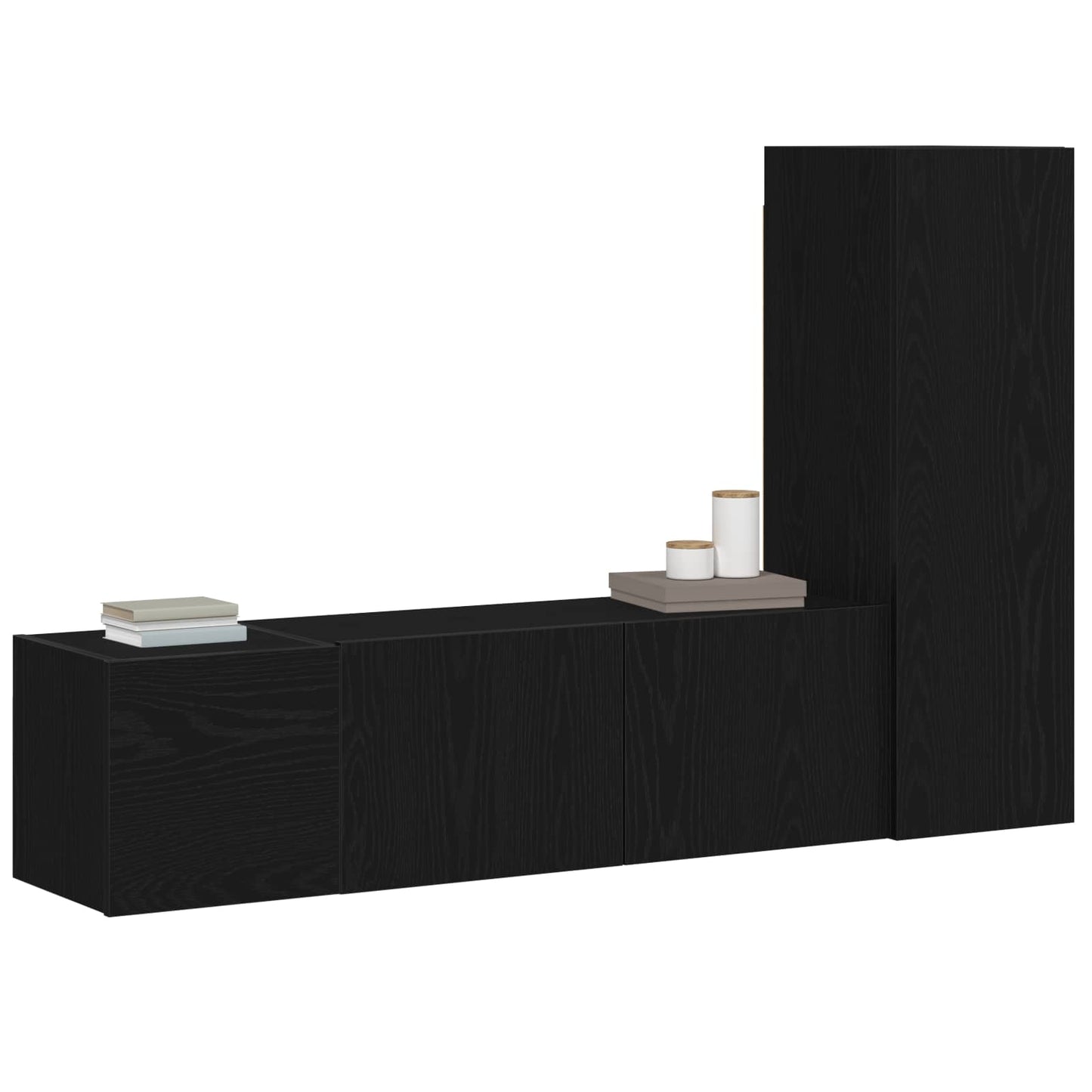 TV-møbelsæt 3 pcs Sort eg 130,5 x 30 x 140 cm Konstrueret træ