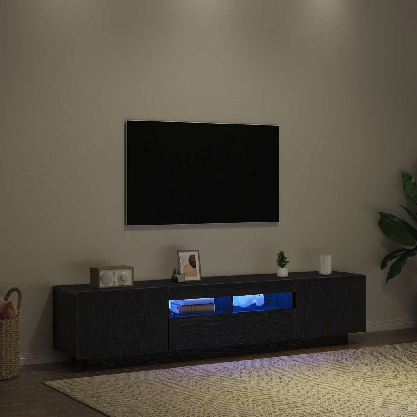 TV-møbelsæt 2 pcs Sort 180 x 35 x 40 cm Konstrueret træ