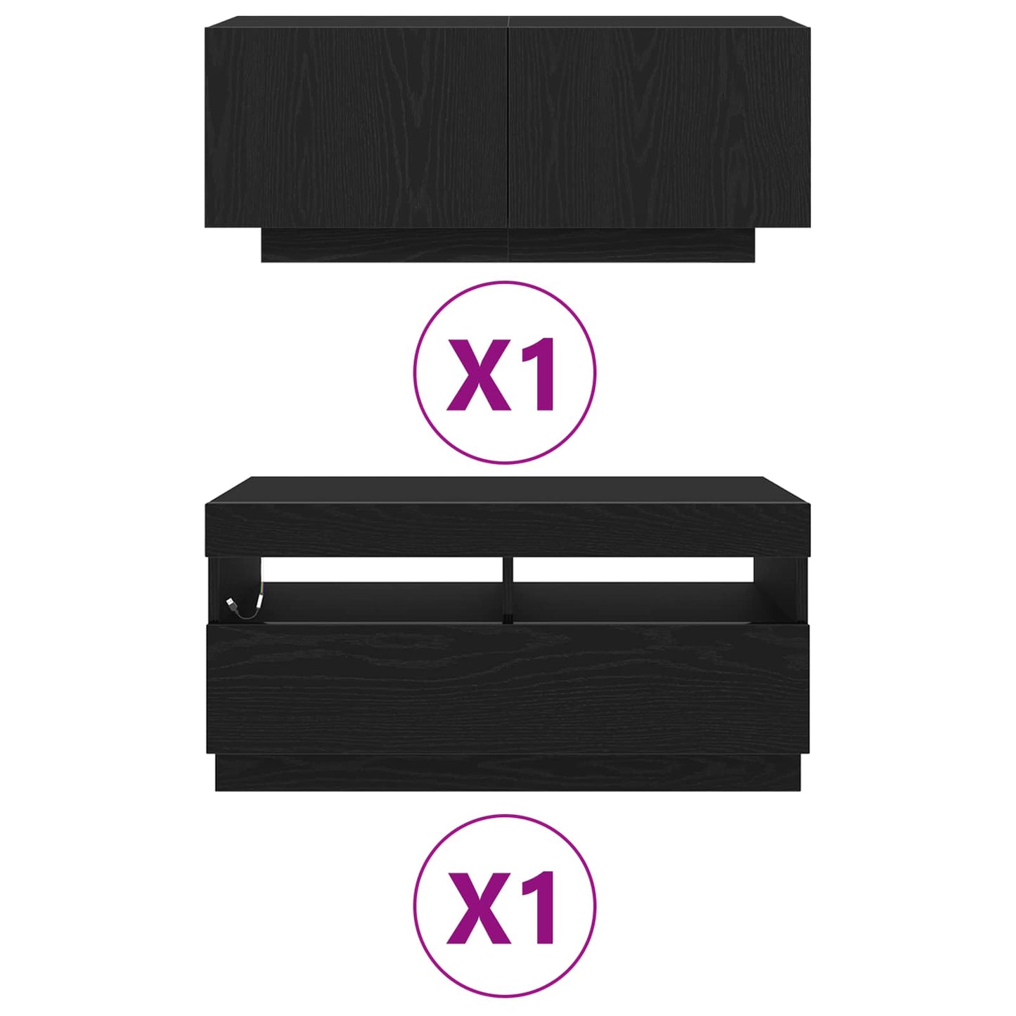 TV-møbelsæt 2 pcs Sort 180 x 35 x 40 cm Konstrueret træ