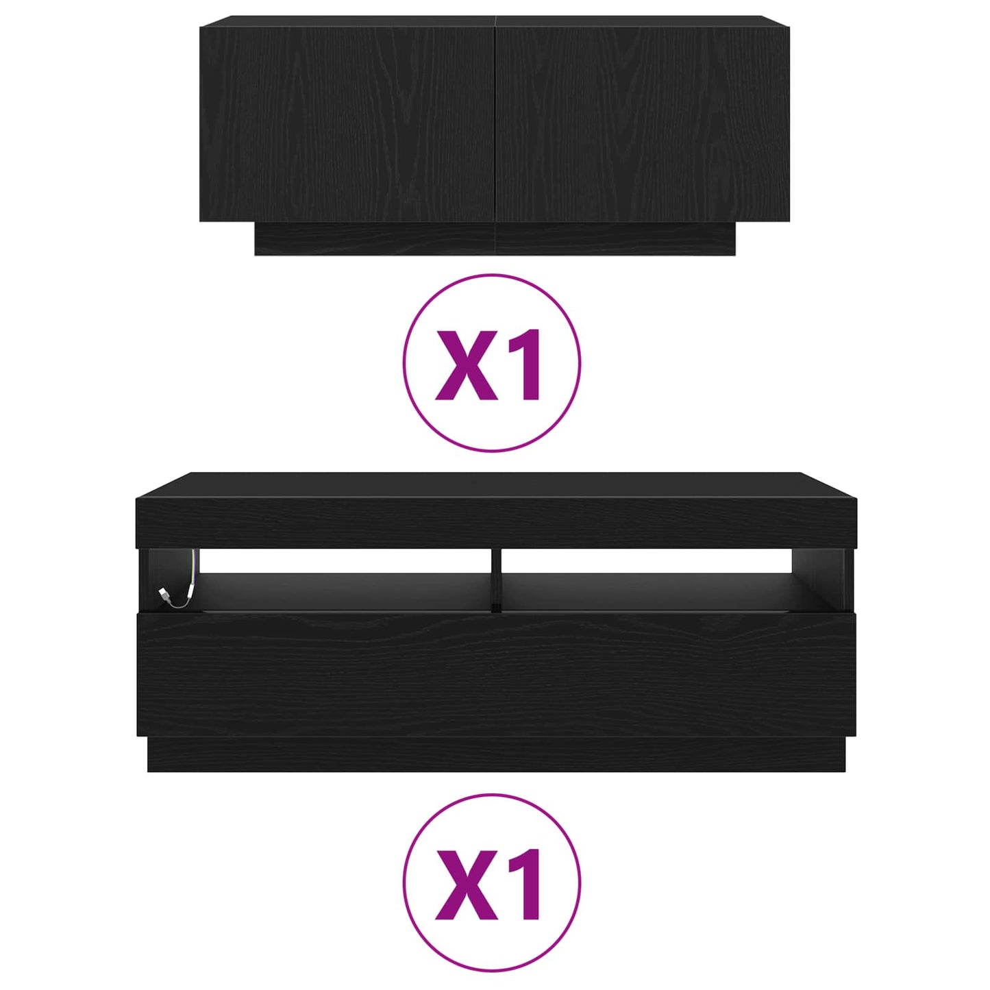 TV-møbelsæt 2 pcs Sort 200 x 35 x 40 cm Konstrueret træ