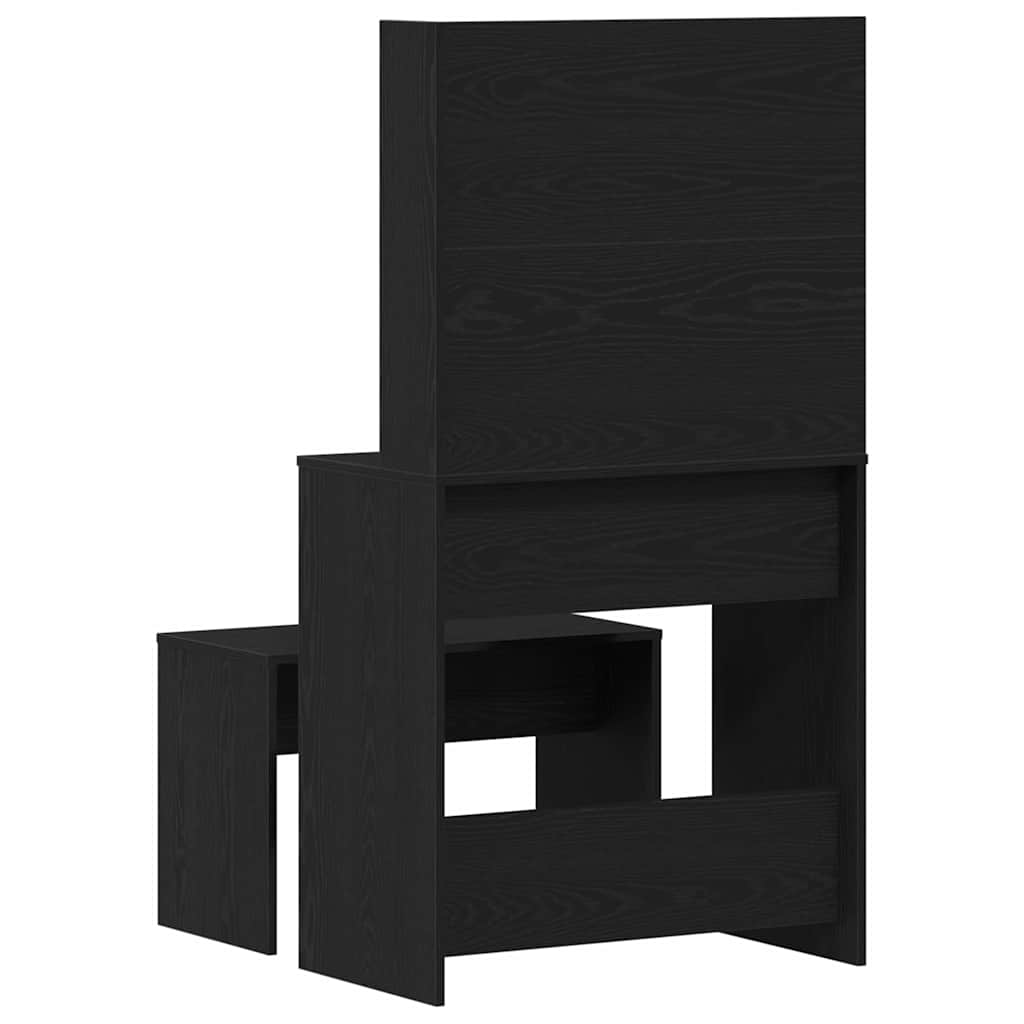 Makeupbord Sæt med skuffe 2 pcs Sort eg Konstrueret træ