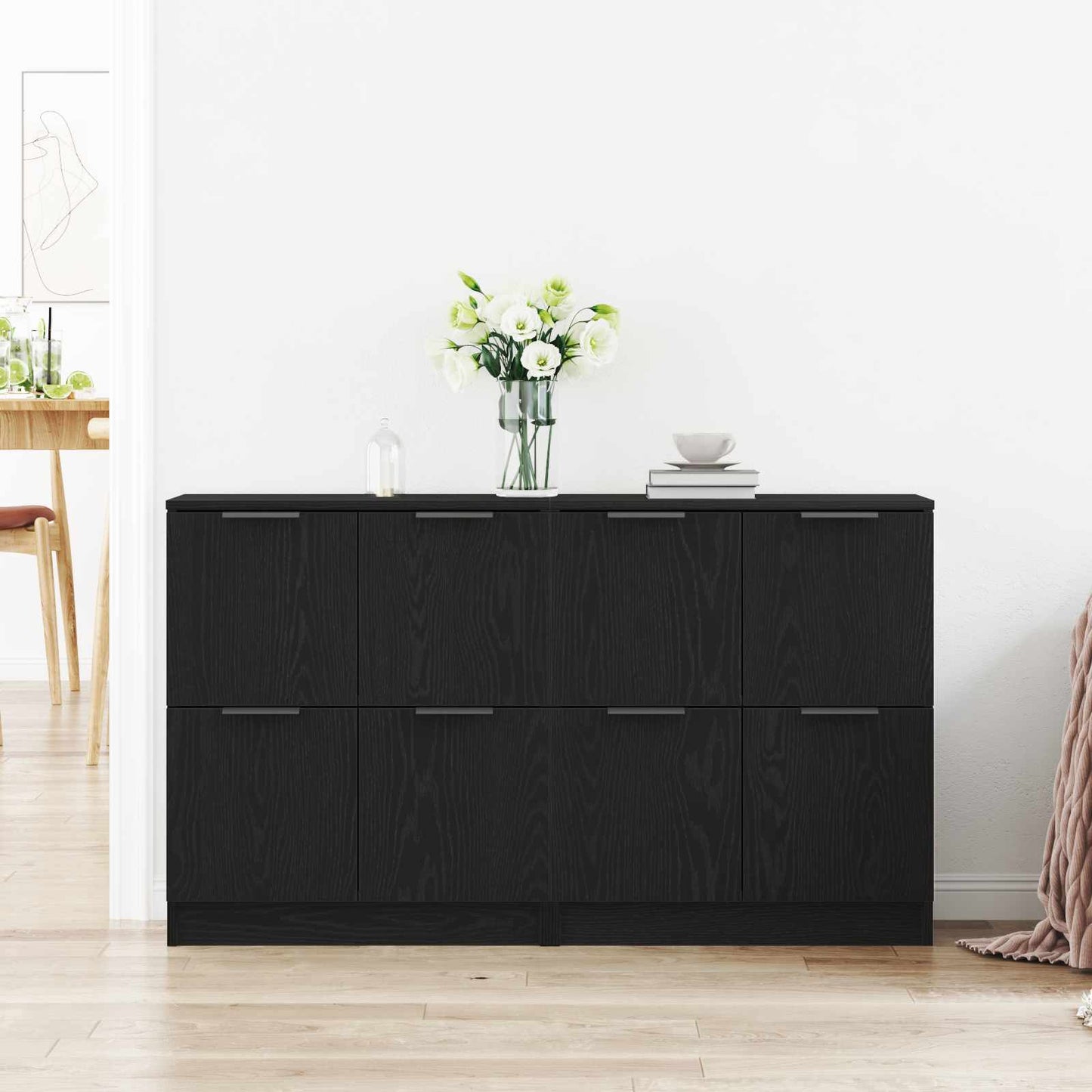 Sideboard 2 pcs Sort eg 60 x 30 x 70 cm Konstrueret træ
