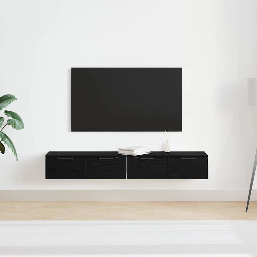 Væghængt skab 2 stk. Sort eg 68 x 30 x 20 cm Konstrueret træ