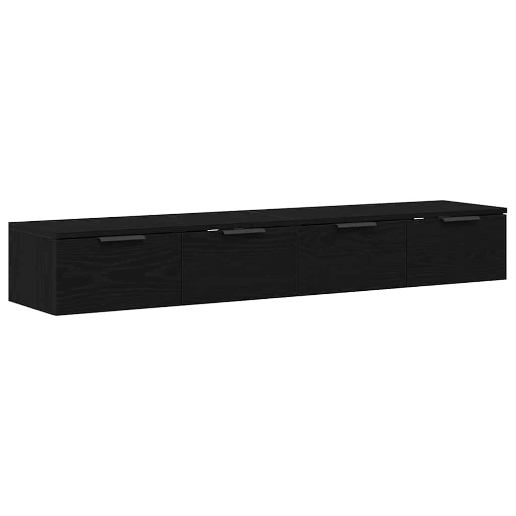 Væghængt skab 2 stk. Sort eg 68 x 30 x 20 cm Konstrueret træ