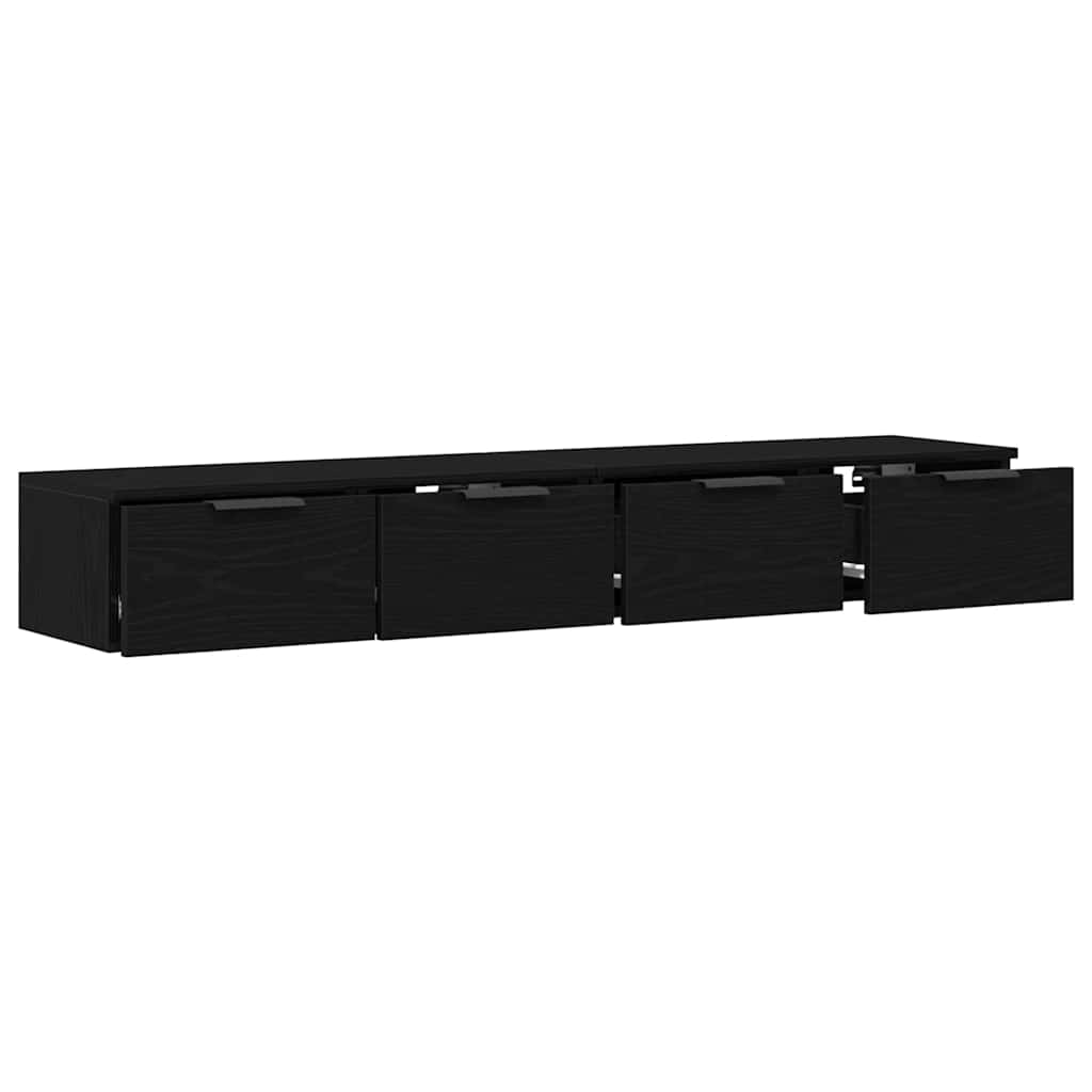 Væghængt skab 2 stk. Sort eg 68 x 30 x 20 cm Konstrueret træ