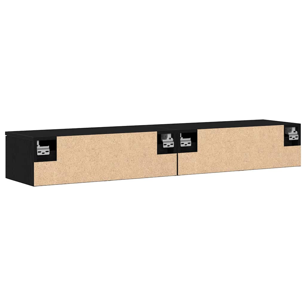 Væghængt skab 2 stk. Sort eg 68 x 30 x 20 cm Konstrueret træ