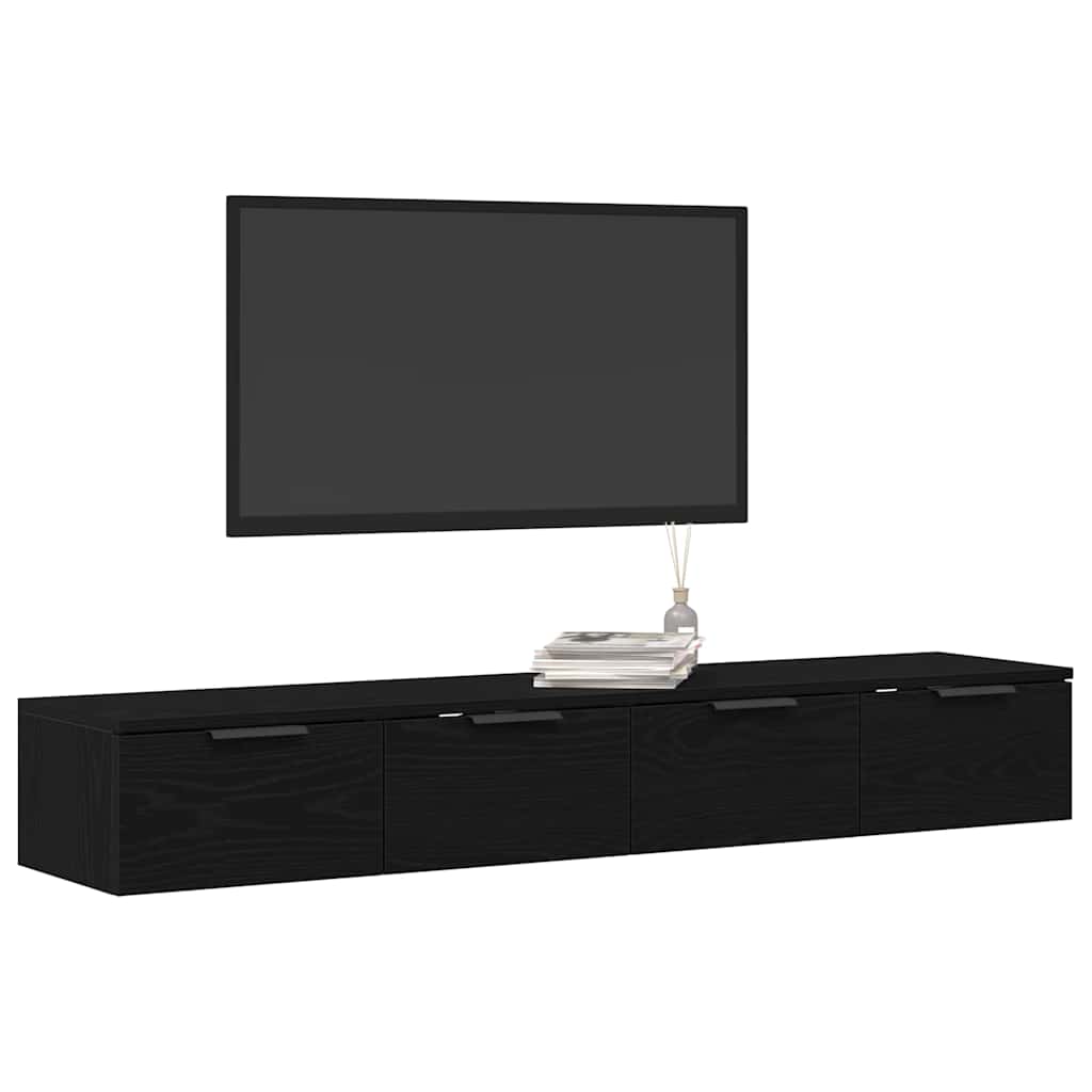 Væghængt skab 2 stk. Sort eg 68 x 30 x 20 cm Konstrueret træ