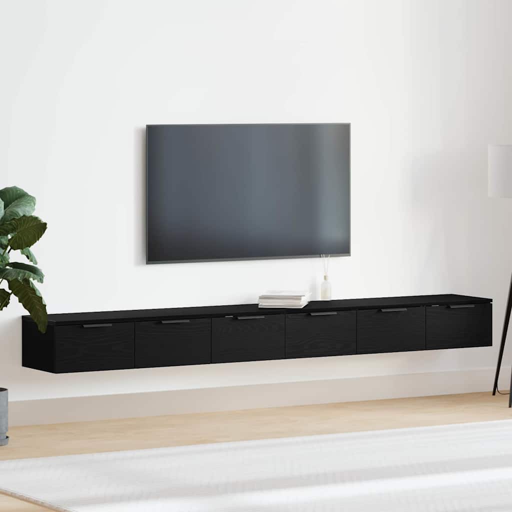 Væghængt skab 2 stk. Sort eg 102 x 30 x 20 cm Konstrueret træ