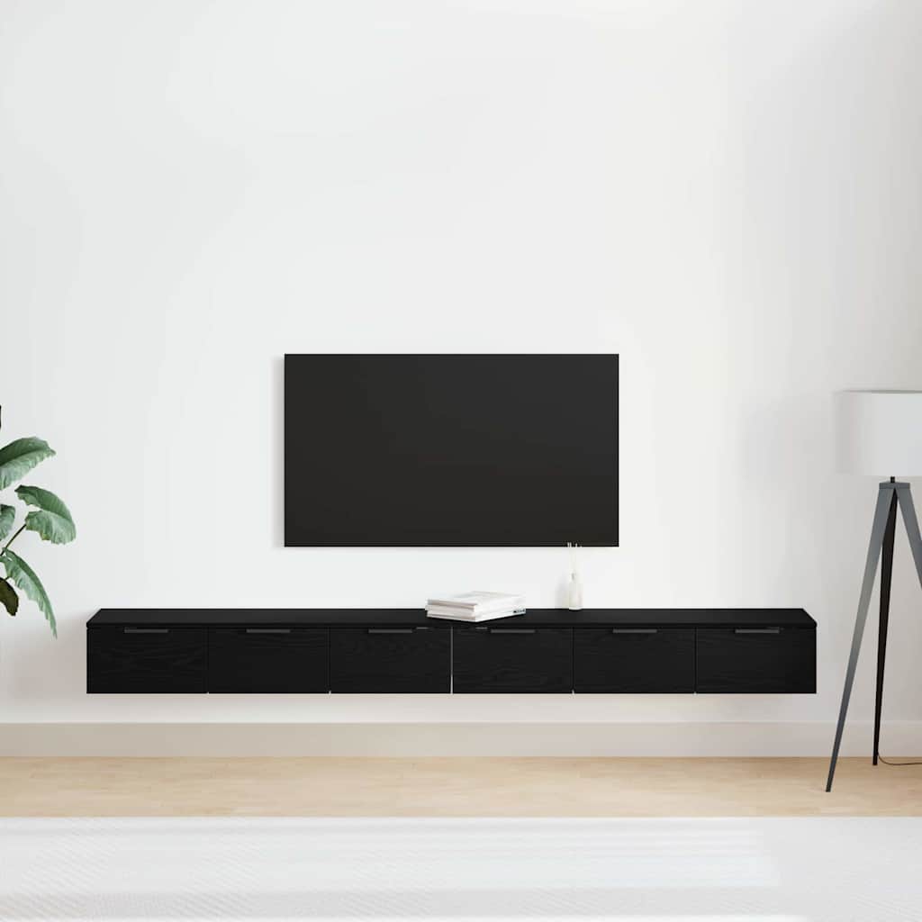 Væghængt skab 2 stk. Sort eg 102 x 30 x 20 cm Konstrueret træ